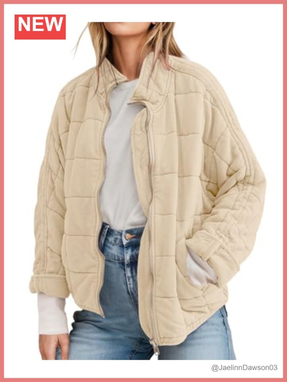 Quilted Lightweight Puffer Zip Up Jacket Long Sleeve Coat
